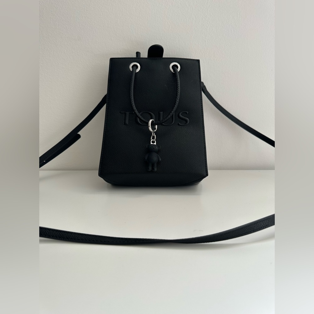 Tous Black Crossbody Mini Bag with Bear Charm - Picture 2 of 6